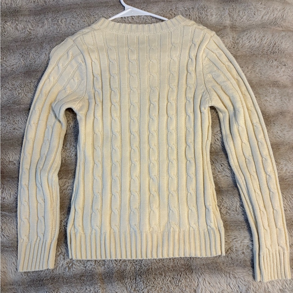 SHEIN Cream V-Neck Cable-Knit Sweater - Picture 3 of 3